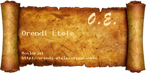 Orendi Etele névjegykártya